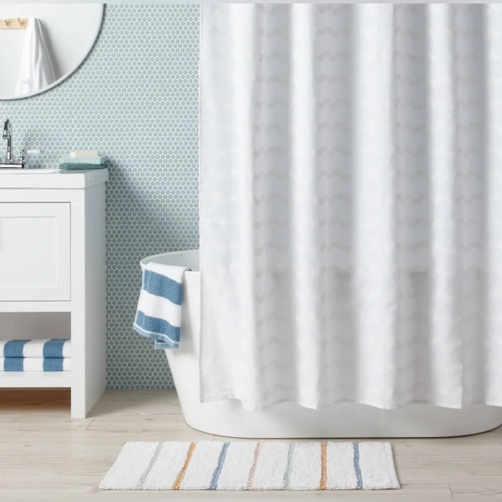 NEW Pillowfort - White Wave Kid’s Shower Curtain